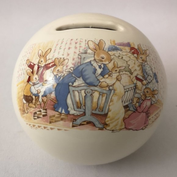 Vintage Ceramic Bunnykins for Royal Doulton Christening Money Bank with Stopper - Picture 1 of 5